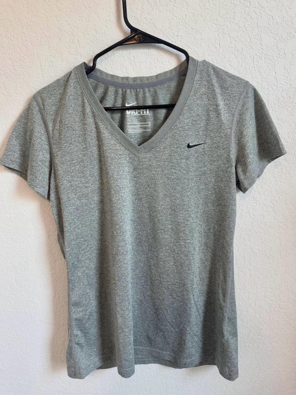 Nike Gray V-Neck Dri-FIT Short Sleeve Tee